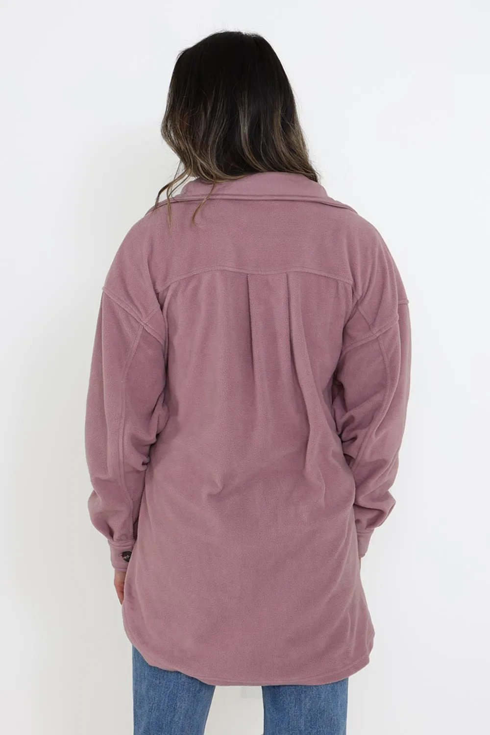 La Miel Sunset Fleece Shacket for Women in Mauve Purple | JKT1712-MAUVE sold by Glik’s product image thumbnail 2
