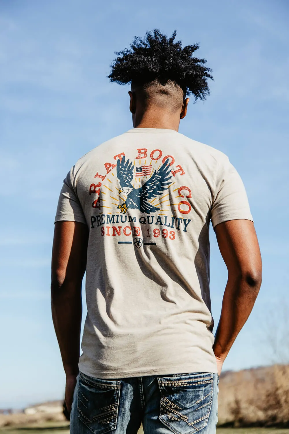 Ariat Flying Eagle T-Shirt for Men in Heather Oatmeal | 10051388-OATMEALHEATHER sold by Glik’s
