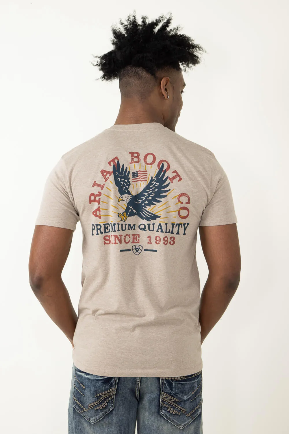 Ariat Flying Eagle T-Shirt for Men in Heather Oatmeal | 10051388-OATMEALHEATHER sold by Glik’s product image thumbnail 3
