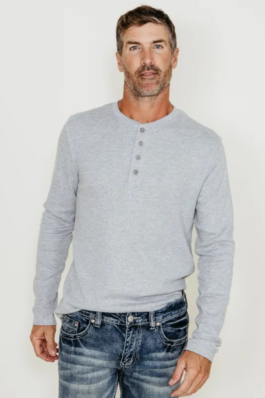 Weatherproof Vintage Long Sleeve Waffle Henley Shirt for Men in Light Grey | F233093GK-LTGRY sold by Glik’s