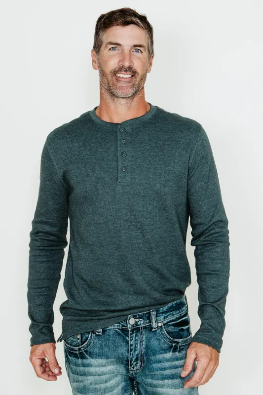 Weatherproof Vintage Long Sleeve Waffle Henley Shirt for Men in Heather Green | F233093GK-HEATHERSCARAB sold by Glik’s