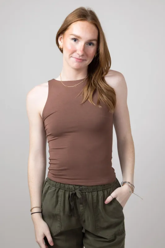 Seamless Double Layer Knit Tank Top for Women in Milk Chocolate | 18783-MILKCHOCOLATE sold by Glik’s