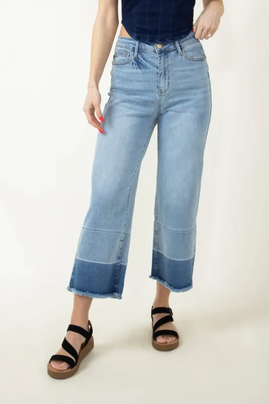 Judy Blue High Rise Released Hem Wide Leg Cropped Jeans for Women | 88705REG sold by Glik’s