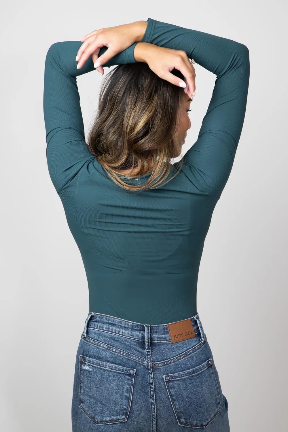 Long Sleeve Bodysuit for Women in Dark Green | UT3067-DARKGREEN sold by Glik’s product image thumbnail 2