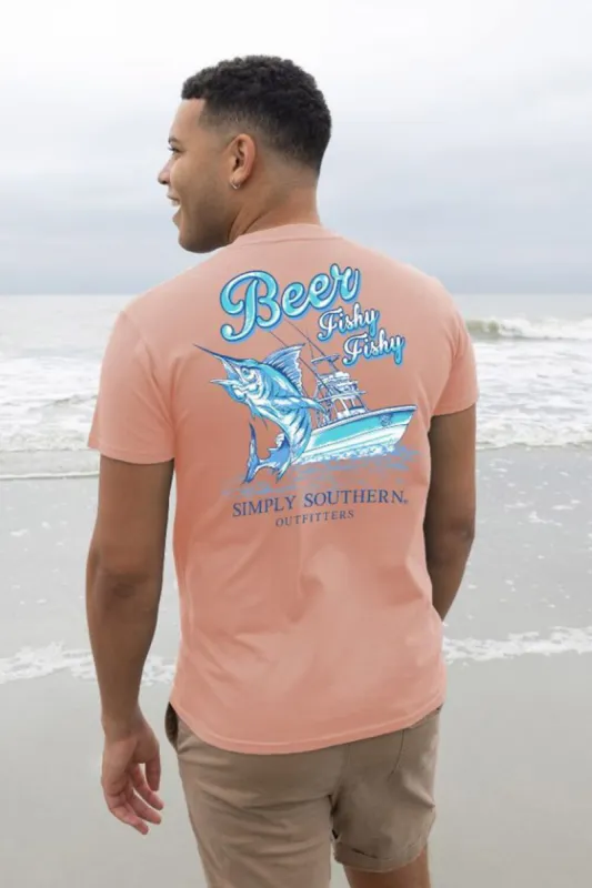Simply Southern Beer Fishy Fishy T-Shirt for Men in Pink | MN-SS-FISHY-COCKTAIL-S sold by Glik’s