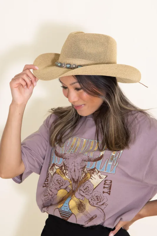 C.C. Rhinestone Band Cowgirl Hat for Women in Brown | CBC-08-NATURAL sold by Glik’s