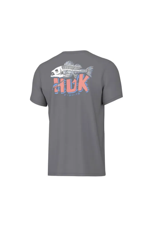 Huk Fishing Youth Bass Bones T-Shirt for Boys in Grey | H7100069-016 sold by Glik’s