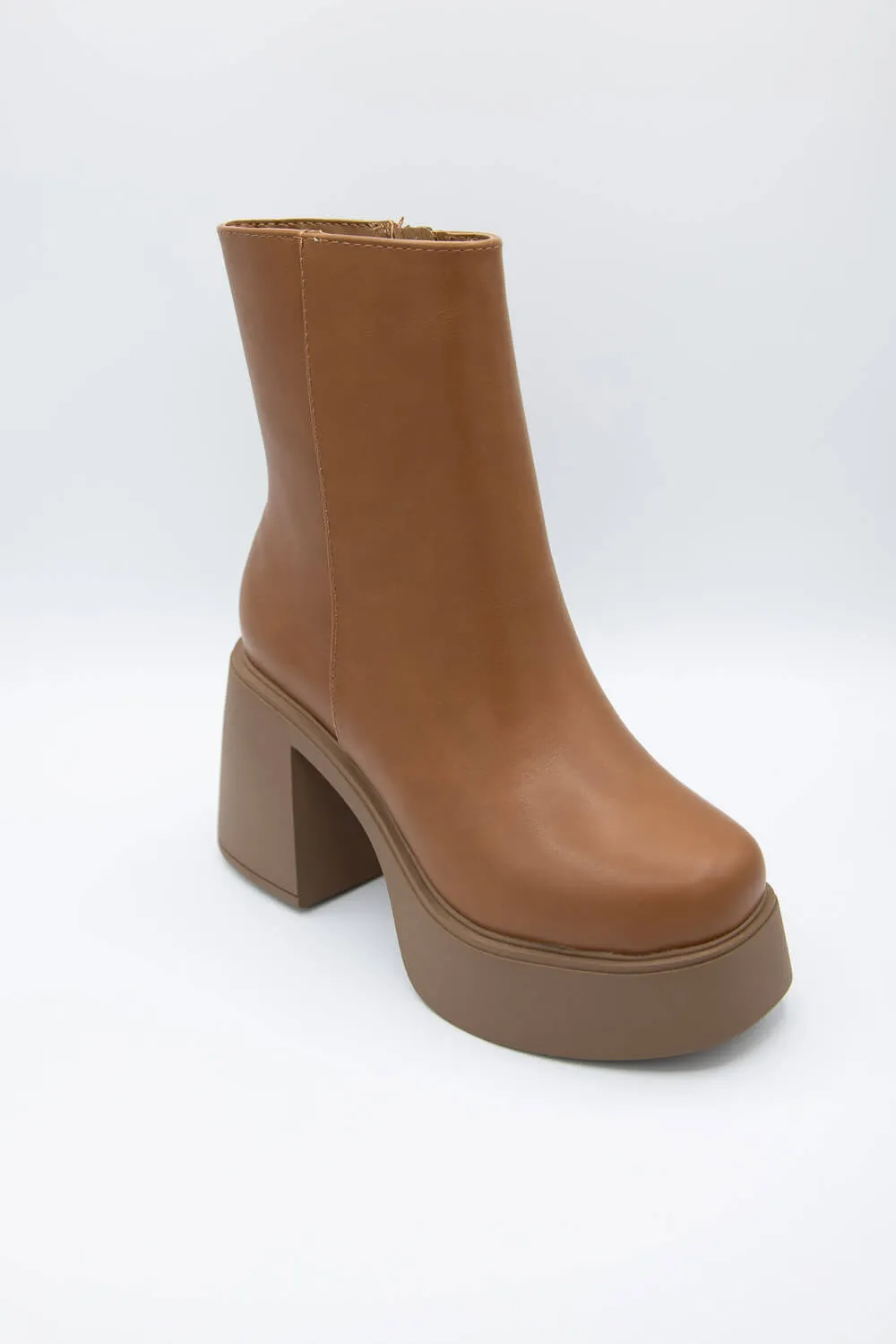 Soda Oarsman Platform Booties for Women in Brown | OARSMAN-S LT TAN sold by Glik’s