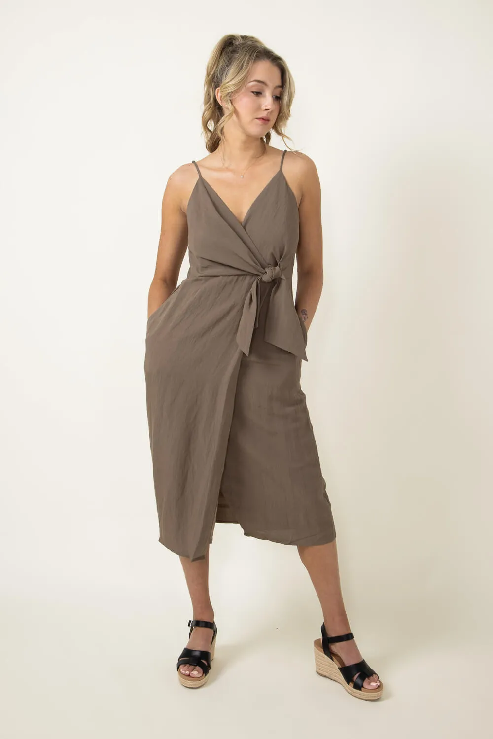 Tie Side Midi Dress for Women in Brown | 82869-MUD sold by Glik’s product image thumbnail 2