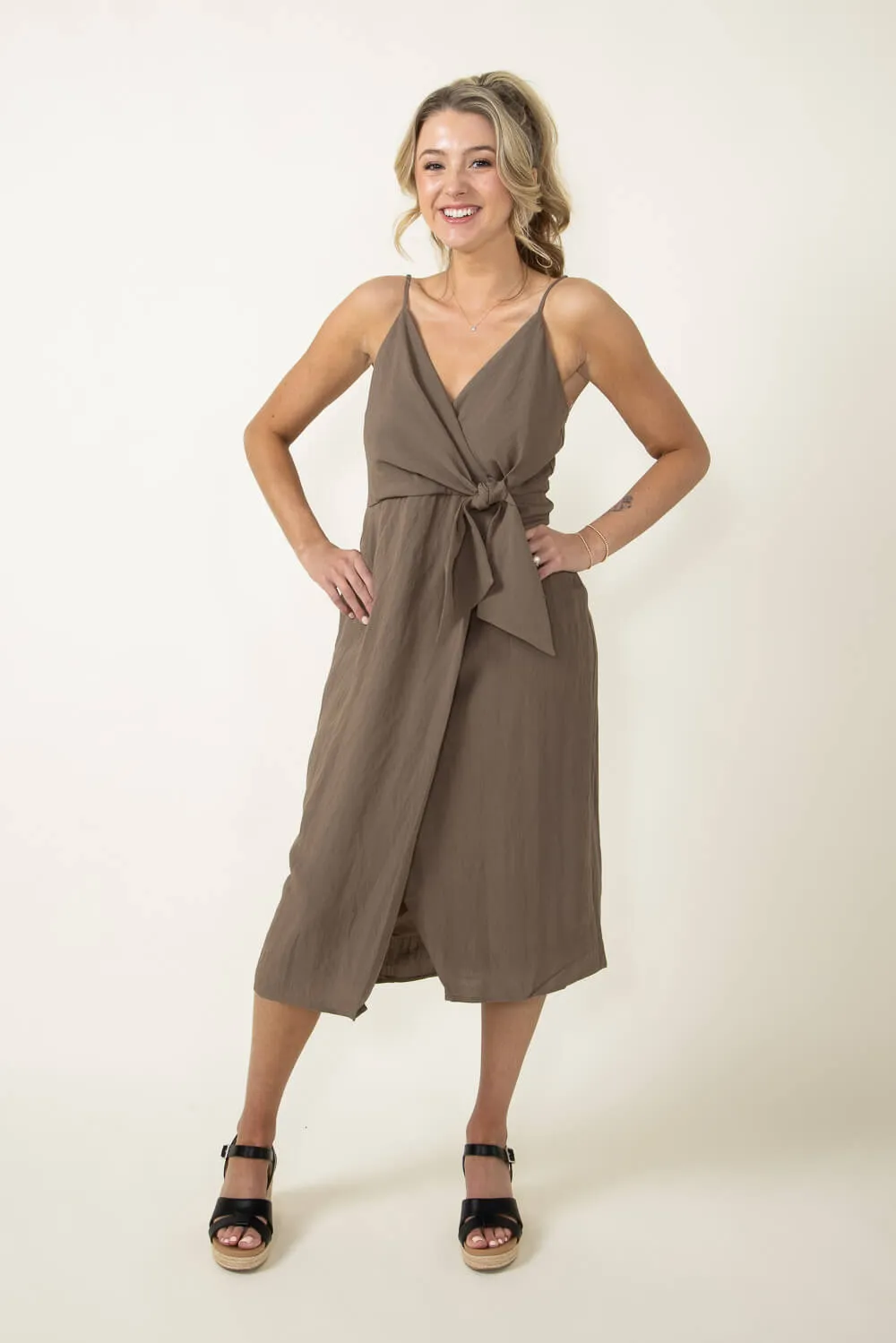 Tie Side Midi Dress for Women in Brown | 82869-MUD sold by Glik’s product image thumbnail 5