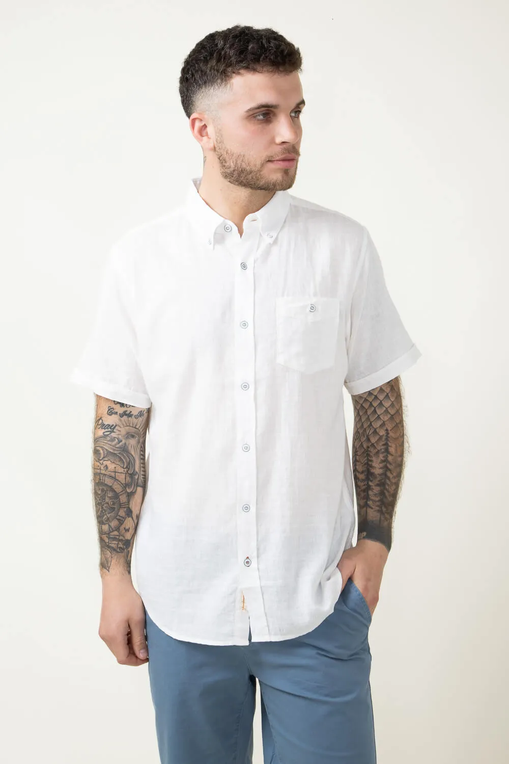 Weatherproof Vintage Linen Button Down Shirt for Men in White | S244612GK-WHT sold by Glik’s product image thumbnail 2