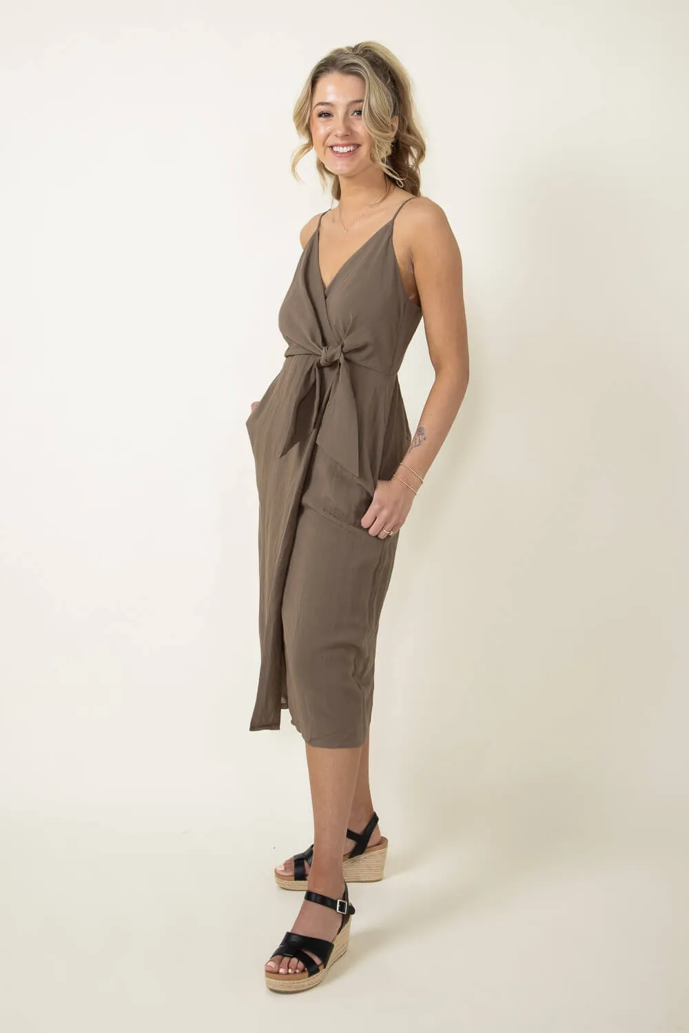 Tie Side Midi Dress for Women in Brown | 82869-MUD sold by Glik’s product image thumbnail 4