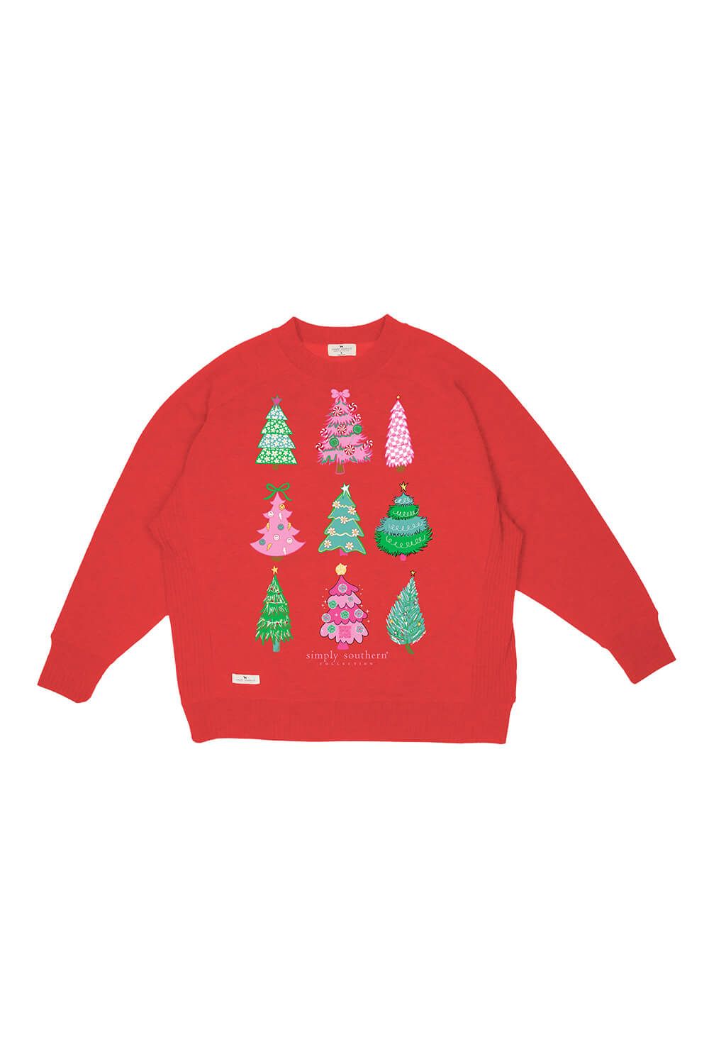 Simply Southern Plus Size Christmas Tree Sweatshirt for Women in Red | EXT-RCREW-TREE-SCARLET sold by Glik’s