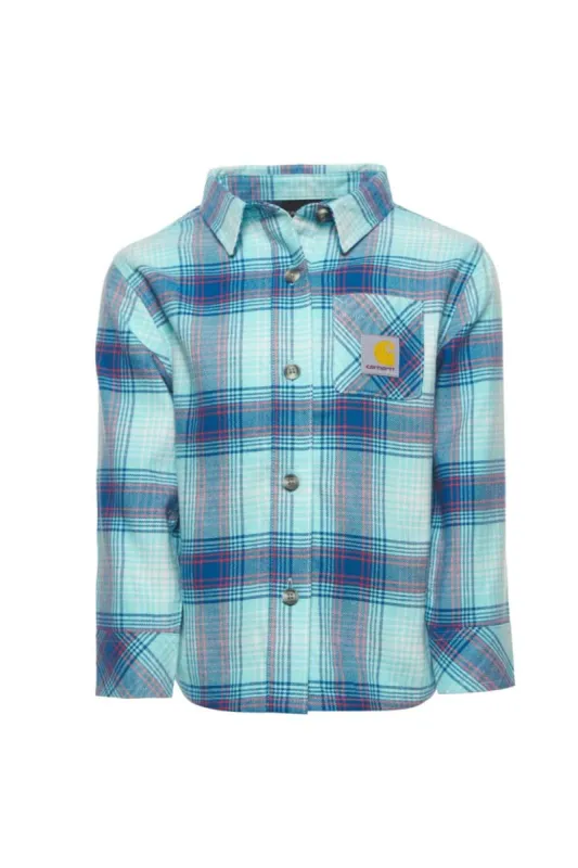 Carhartt Youth Pocket Flannel Button Front Shirt for Boys in Blue | CE9151-HE8 made by Glik’s