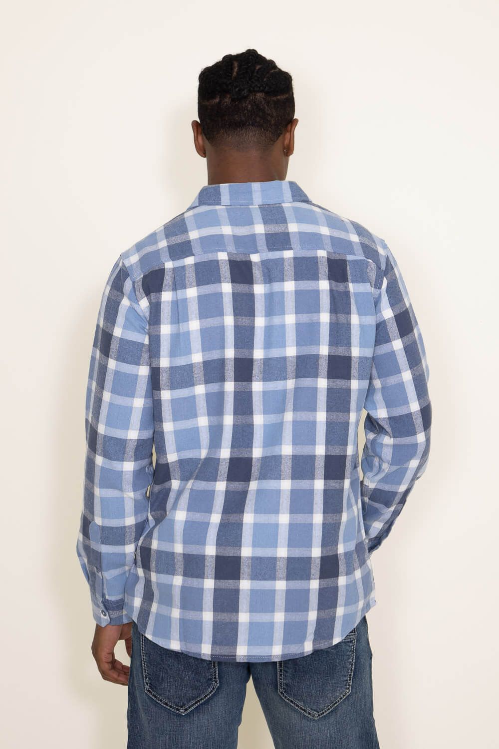 Plaid Flannel Shirt for Men in Blue | TJ8283-GL-BLUE sold by Glik’s product image thumbnail 3