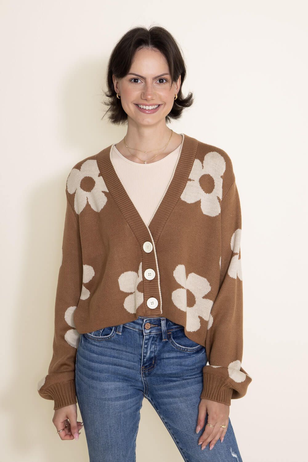 Simply Southern Flowers Cropped Cardigan for Women in Brown | PP-0223-CROP-CARDI-FLWR sold by Glik’s product image thumbnail 2