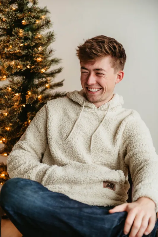 Brooklyn Cloth Sherpa Hoodie for Men in Sand | BHM6161F-SND sold by Glik’s