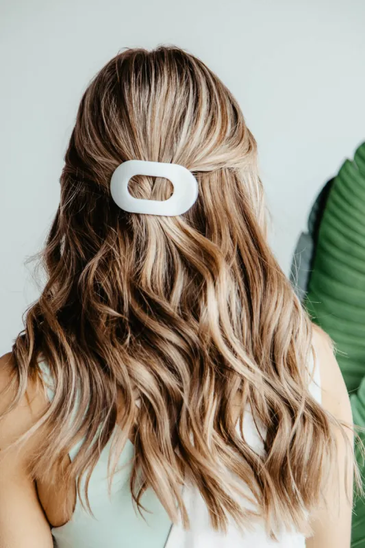 Teleties Small Flat Round Hair Clip in White | TT-FCS01-004 sold by Glik’s