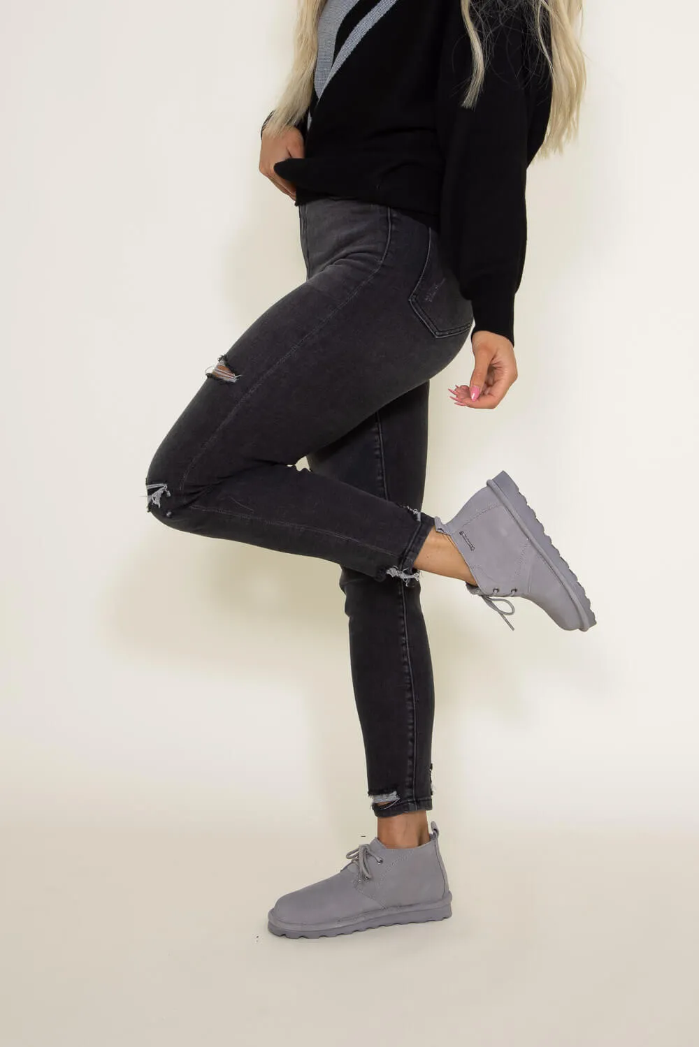 Mica High Rise Distressed Ankle Skinny Crop Jeans for Women in Black | MDP-S136 sold by Glik’s product image thumbnail 2