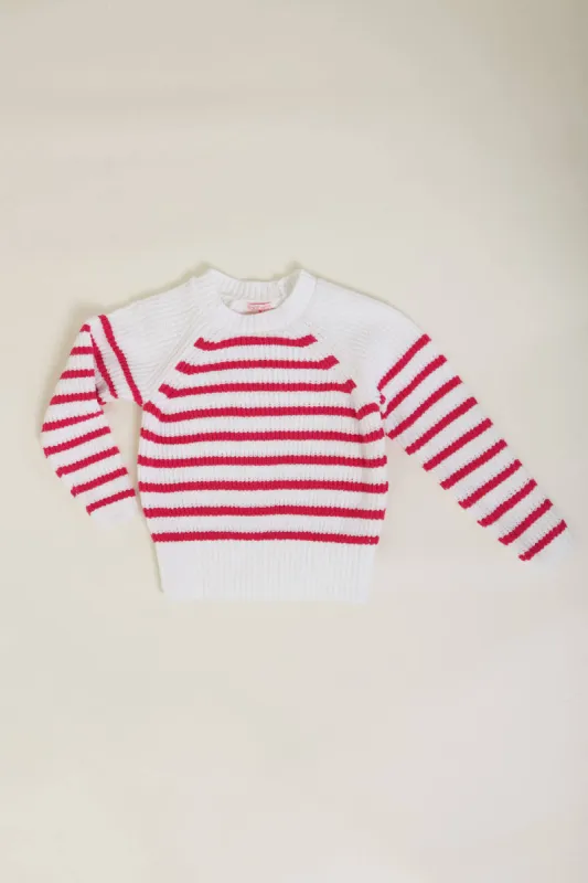 Youth Striped Raglan Sleeve Sweater for Girls in Magenta | 993572K-MAG sold by Glik’s
