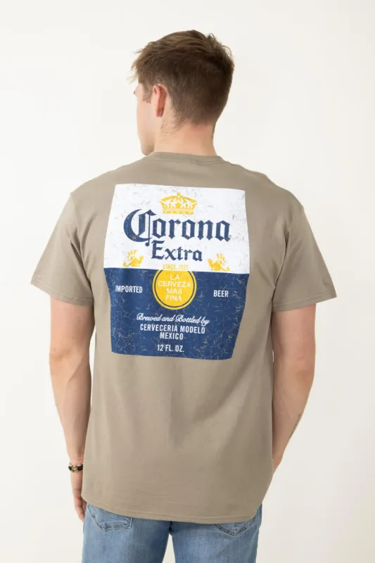 Corona Logo T-Shirt for Men in Brown | 35-311/335-29-KHAKI sold by Glik’s