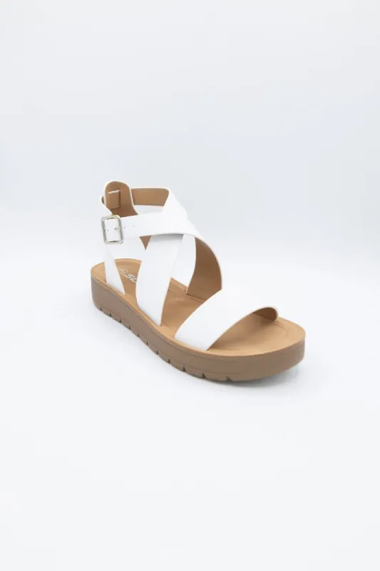 Soda Waves Criss Cross Sandals for Women in White | WAVES-S PURE WHITE made by Glik’s