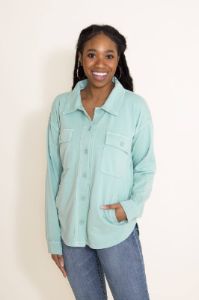 Thread & Supply Cyrus Shacket for Women in Aqua Blue | J1144CPKTS-WASHEDAQUA sold by Glik’s