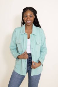 Thread & Supply Cyrus Shacket for Women in Aqua Blue | J1144CPKTS-WASHEDAQUA sold by Glik’s