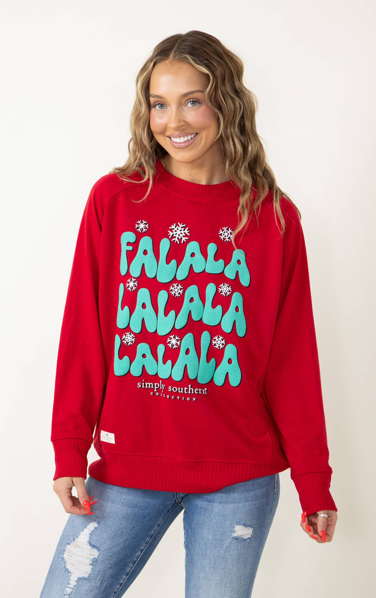 Simply Southern Falala Sweatshirt for Women in Red | RCREW-FALALA-SCARLET sold by Glik’s product image thumbnail 4