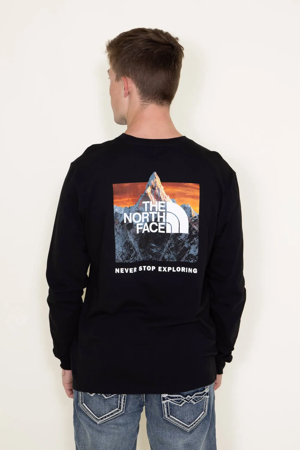 The North Face Long Sleeve Box NSE T-Shirt for Men in Black | NF0A811N-OGG sold by Glik’s