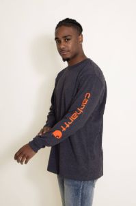 Carhartt Long Sleeve Logo Sleeve Graphic T-Shirt for Men in Carbon Heather | K231-CRH-CARBON HTHR sold by Glik’s