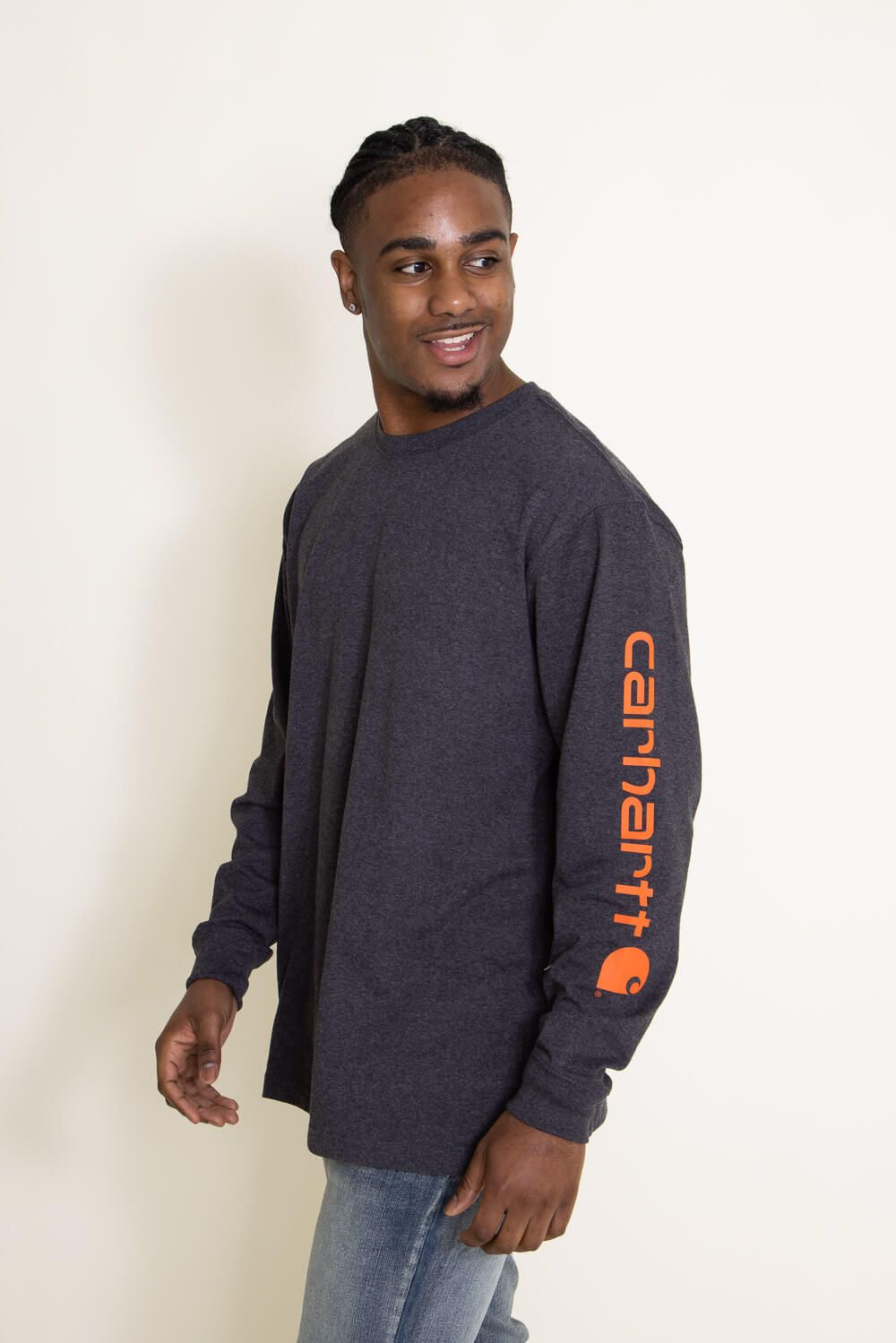 Carhartt Long Sleeve Logo Sleeve Graphic T-Shirt for Men in Carbon Heather | K231-CRH-CARBON HTHR sold by Glik’s product image thumbnail 4