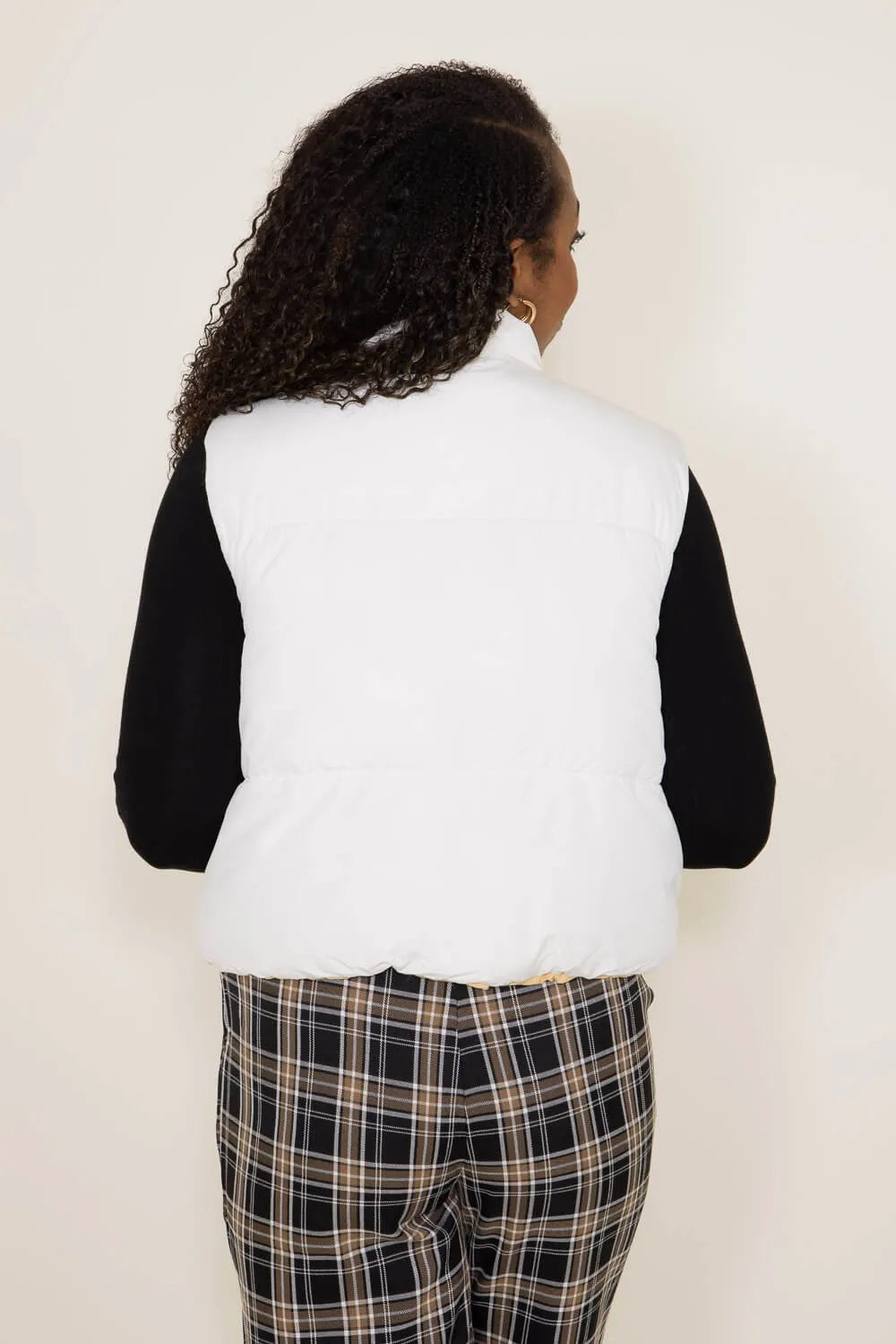 Love Tree Cropped Reversible Puffer Vest for Women in Ivory/Brown | 5070VY-IVORY sold by Glik’s product image thumbnail 5