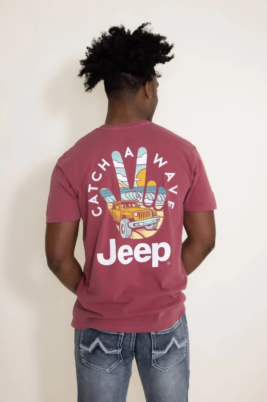 Jeep Catch a Wave T-Shirt in Red | 2771-BRICK sold by Glik’s