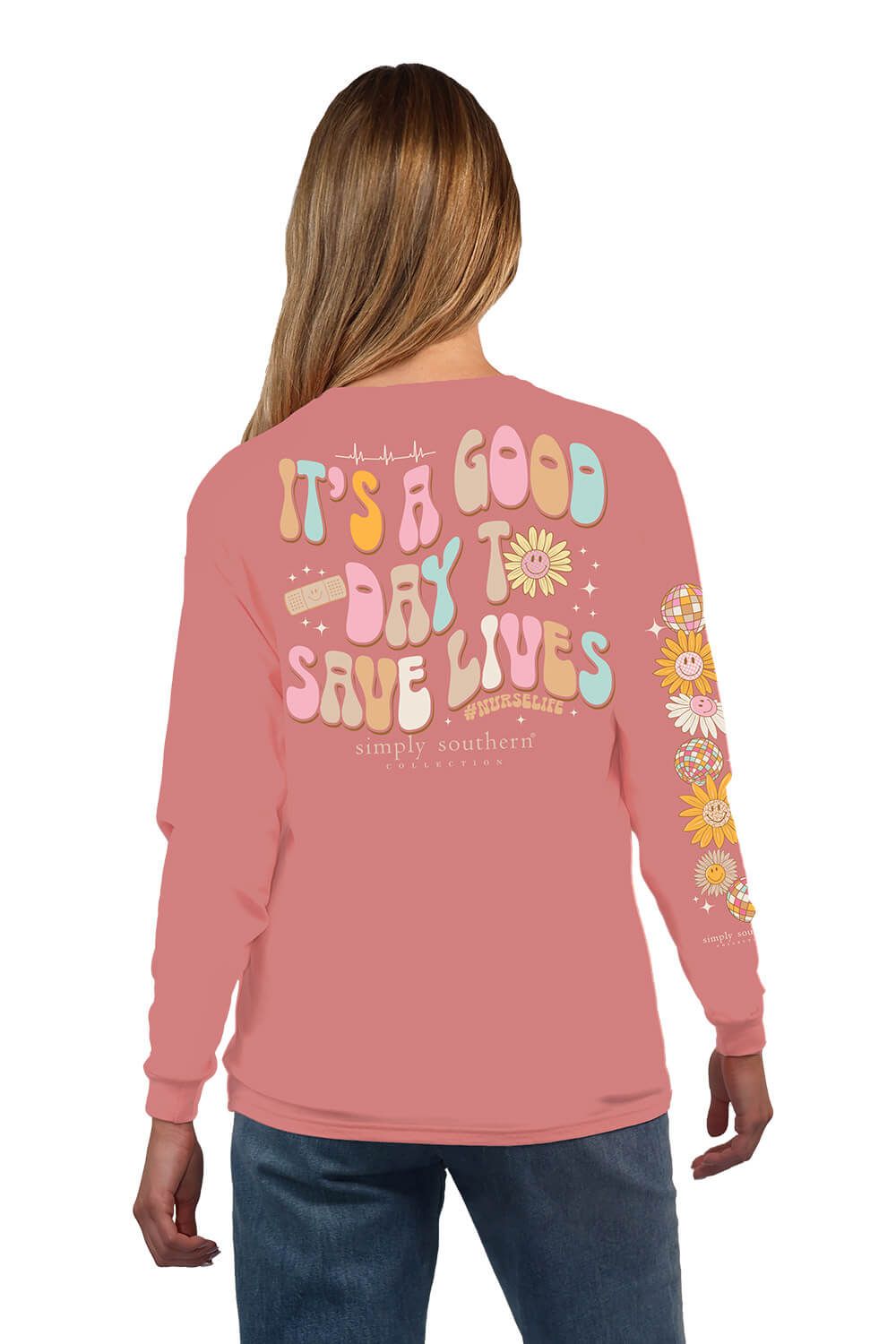 Simply Southern Long Sleeve Save Lives T-Shirt for Women in Rouge | LS-SAVE-ROUGE sold by Glik’s