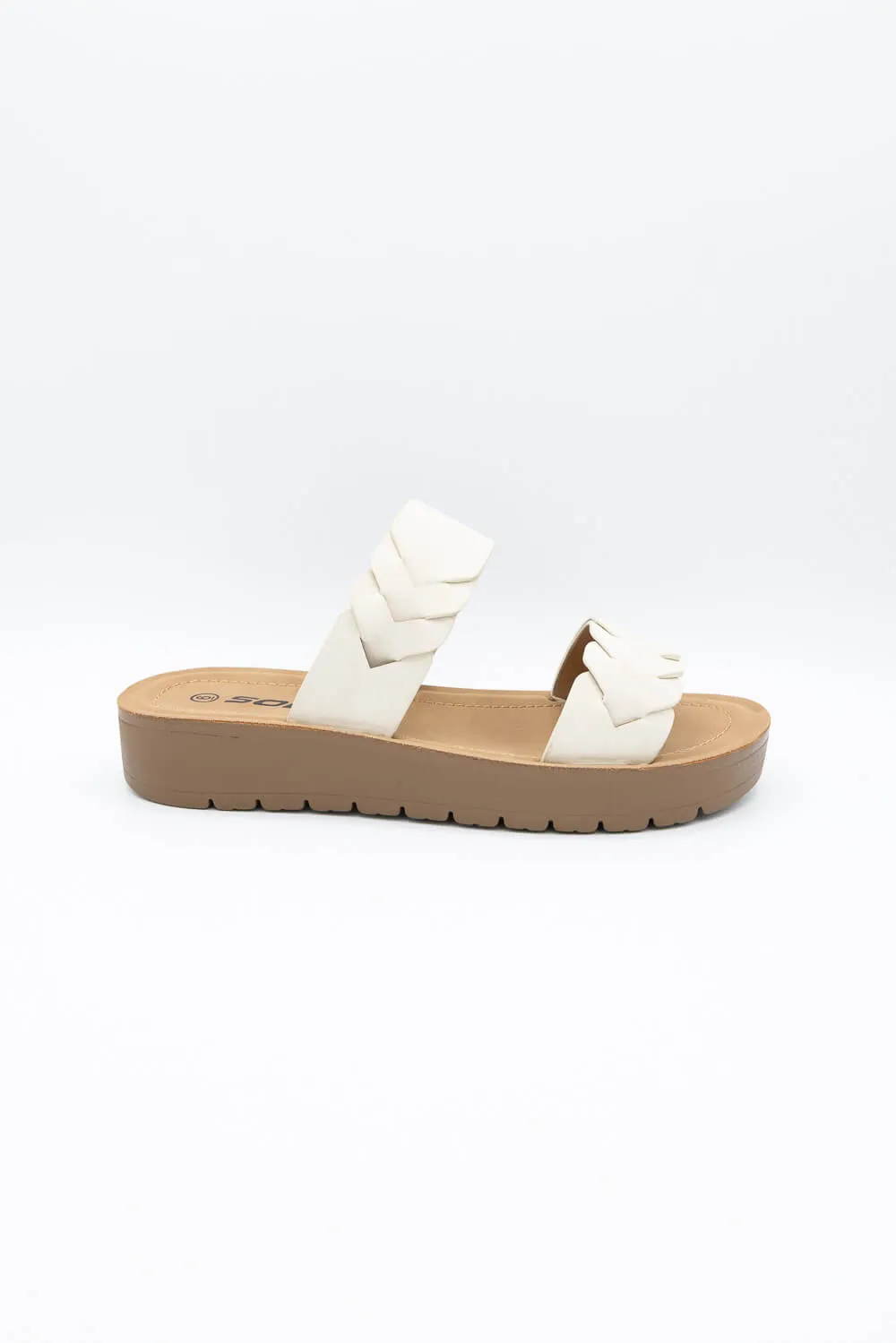 Soda Cuisine Braid Band Slides for Women in Beige | CUISINE-S BEIGE sold by Glik’s product image thumbnail 2
