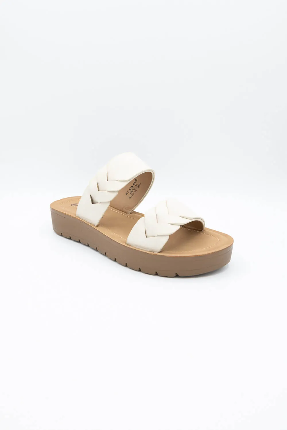 Soda Cuisine Braid Band Slides for Women in Beige | CUISINE-S BEIGE sold by Glik’s