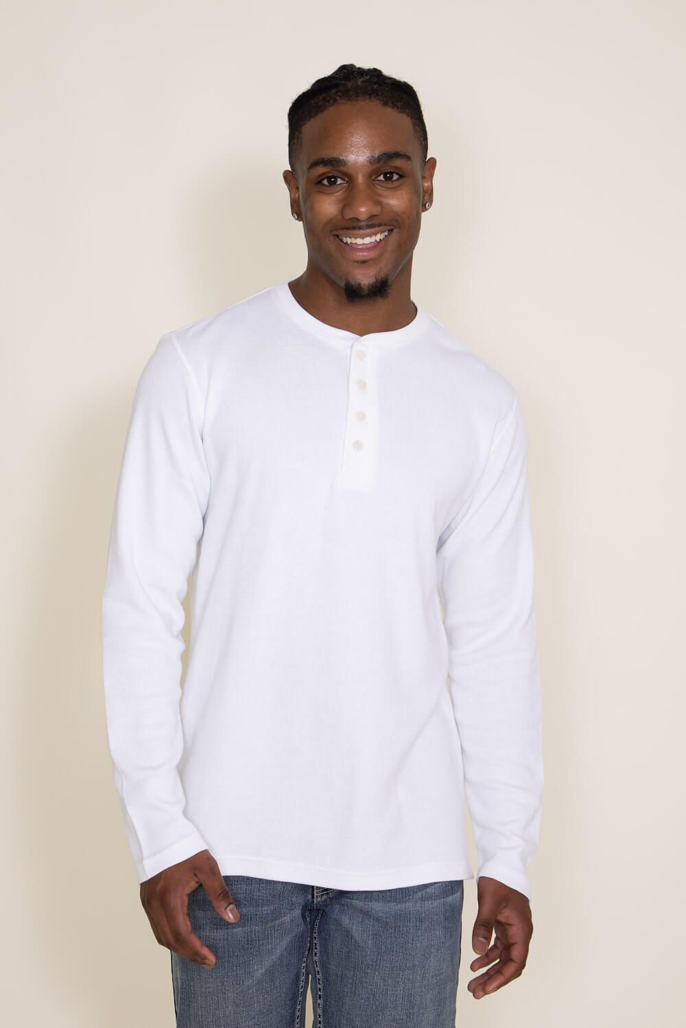 Weatherproof Vintage Long Sleeve Waffle Henley Shirt for Men in White | F233093GK-WHT sold by Glik’s product image thumbnail 2