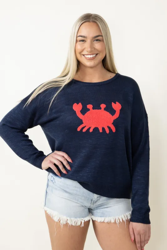 Simply Southern Crab Crew Sweater for Women in Blue | PP-0124-CREW-EVRYDY-CRAB sold by Glik’s