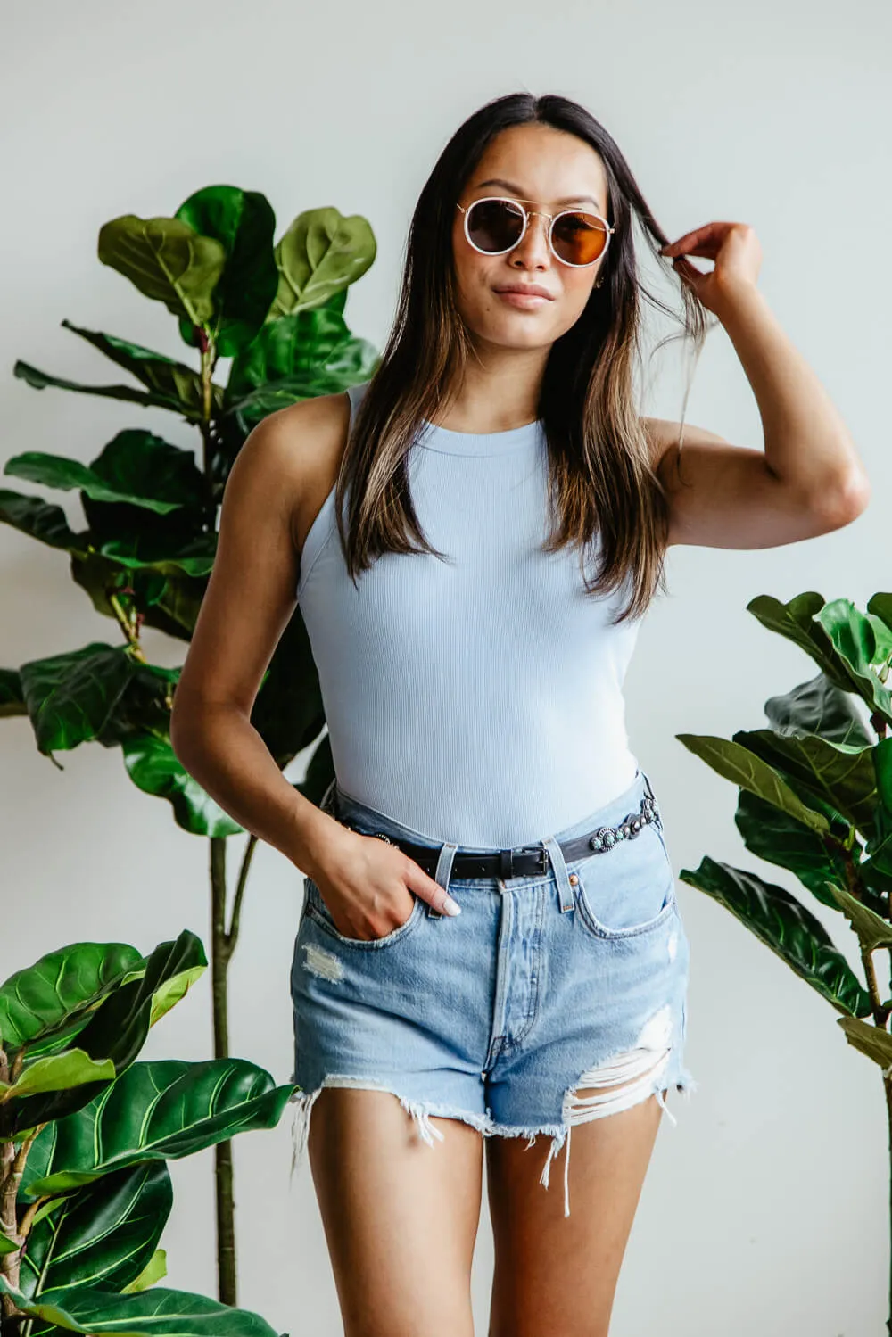 Fitted Ribbed Tank Top for Women in Blue | H14852-BLU sold by Glik’s product image thumbnail 2