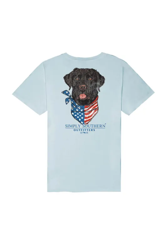 Simply Southern Youth Dog USA T-Shirt for Boys in Heather Blue | YTH-MN-SS-DOGUSA-SPOUT sold by Glik’s