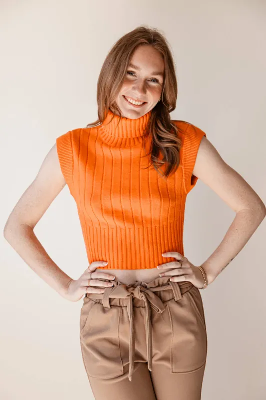 Sleeveless Turtleneck Sweater for Women in Orange | MT1549-ORANGE sold by Glik’s