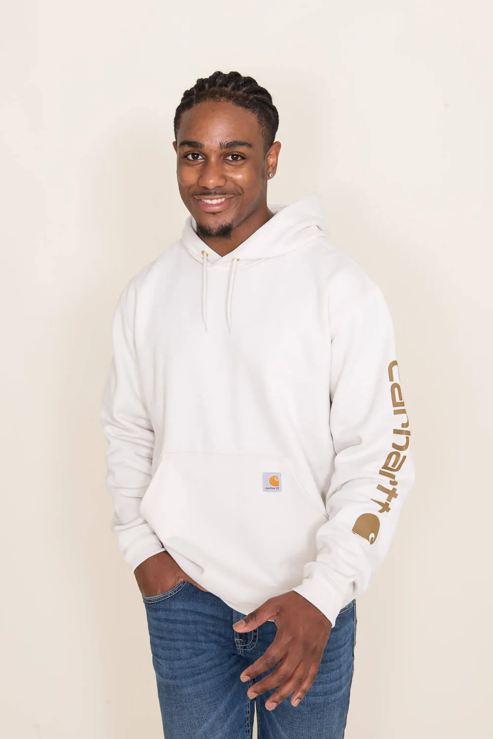Carhartt Logo Sleeve Hoodie for Men in Malt White K288-W03 MALT
