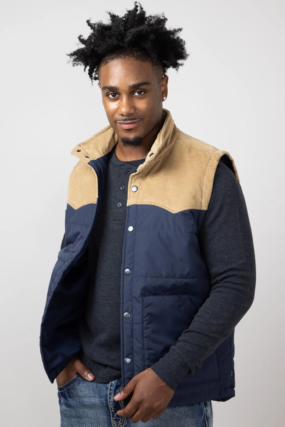 Union Work Wear Vest for Men in Navy/Tan | H33BYA6-410H NAVY/TAN sold by Glik’s product image thumbnail 3