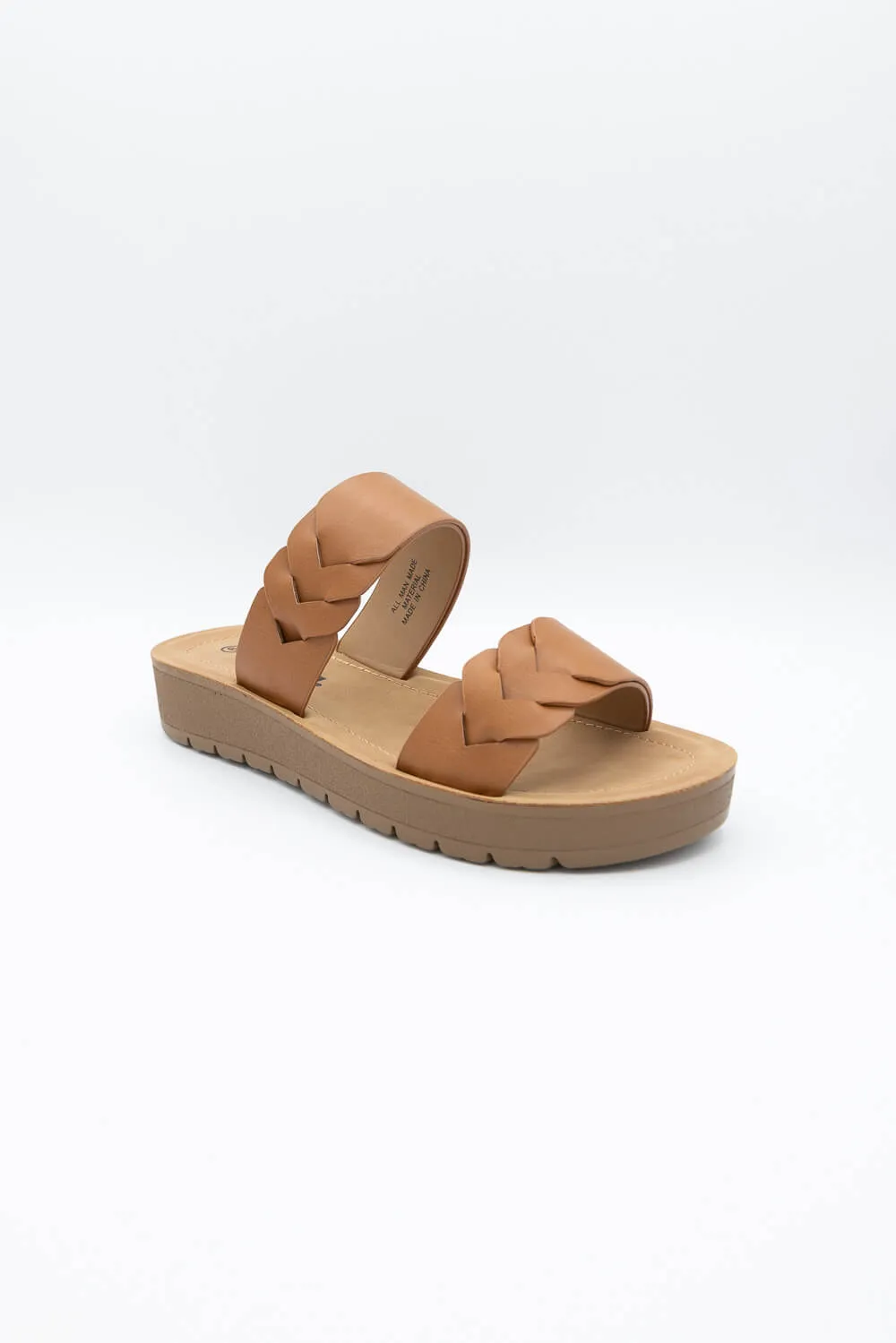 Soda Cuisine Braid Band Slides for Women in Light Tan | CUISINE-S LT TAN sold by Glik’s