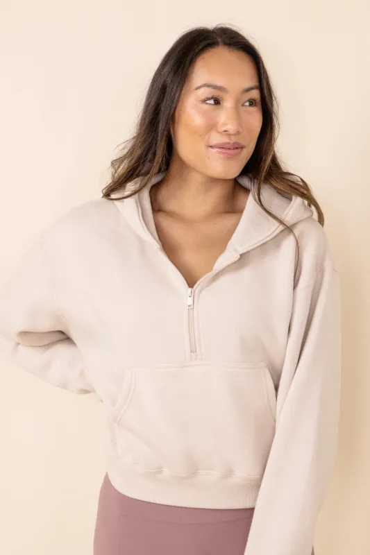 1897 Active Half Zip Fleece Hoodie for Women in Beige | JK350-BEIGE sold by Glik’s