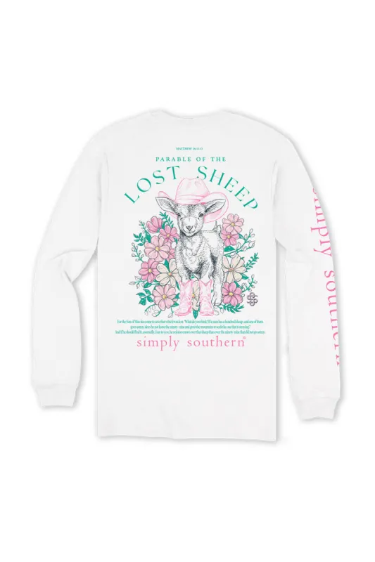 Simply Southern Plus Size Long Sleeve Lost Sheep T-Shirt for Women in White | EXT-LS-SHEEP-WHITE sold by Glik’s