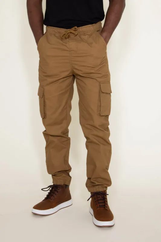 Twill Cargo Joggers for Men in Brown | SB66-TOBACCO sold by Glik’s