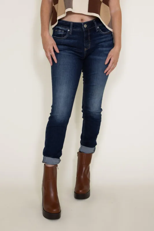Silver Jeans Elyse Dark Wash Skinny Jeans for Women | L03116EAE324 sold by Glik’s