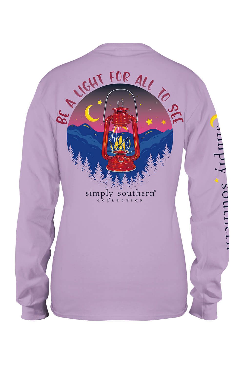Simply Southern Plus Size Long Sleeve Be A Light T-Shirt for Women in Lilac | EXT-LS-LANTERN-LILAC sold by Glik’s